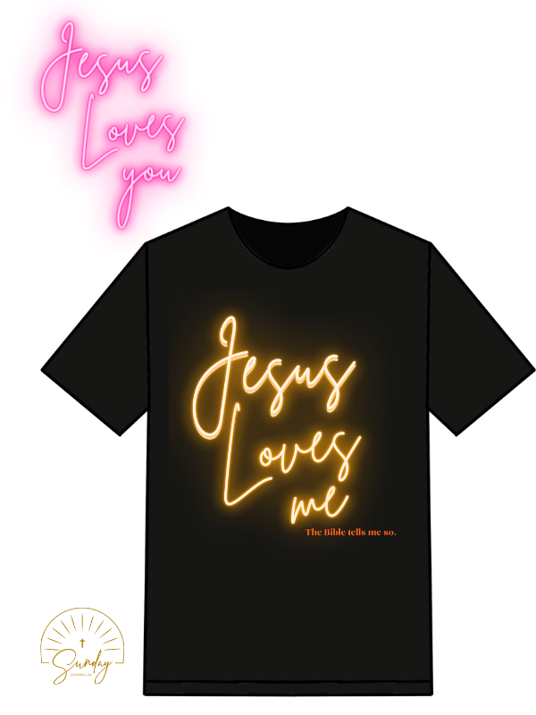 JESUS LOVES ME ORANGE NEON TEE KIDS