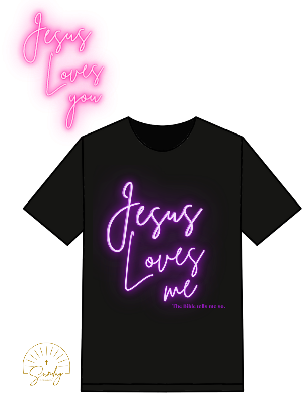 JESUS LOVES ME PURPLE NEON TEE KIDS