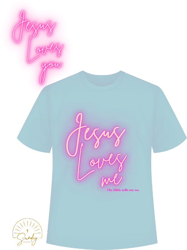 JESUS LOVES ME PINK NEON TEE KIDS