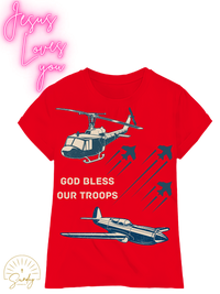 GOD BLESS OUR TROOPS KIDS TEE