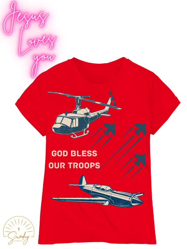 GOD BLESS OUR TROOPS KIDS TEE