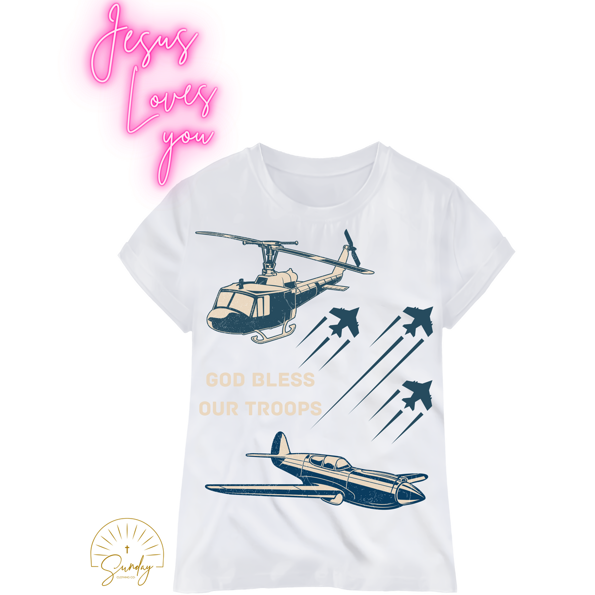 GOD BLESS OUR TROOPS KIDS TEE