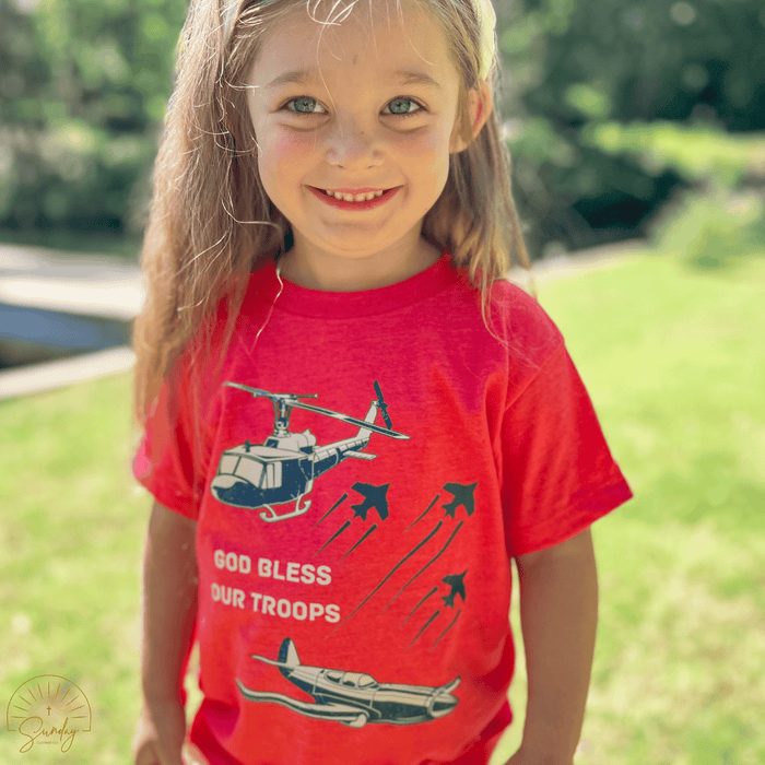 GOD BLESS OUR TROOPS KIDS TEE