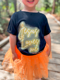 JESUS LOVES ME ORANGE NEON TEE KIDS