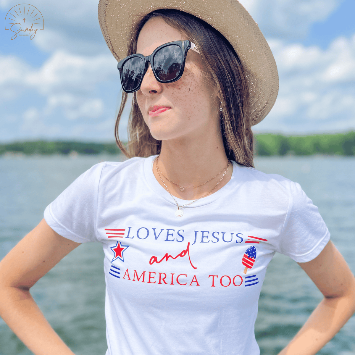 LOVES JESUS AND AMERICA TOO KIDS TEE