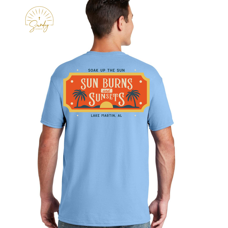 LAKE MARTIN SUNBURNS AND SUNSETS TEE